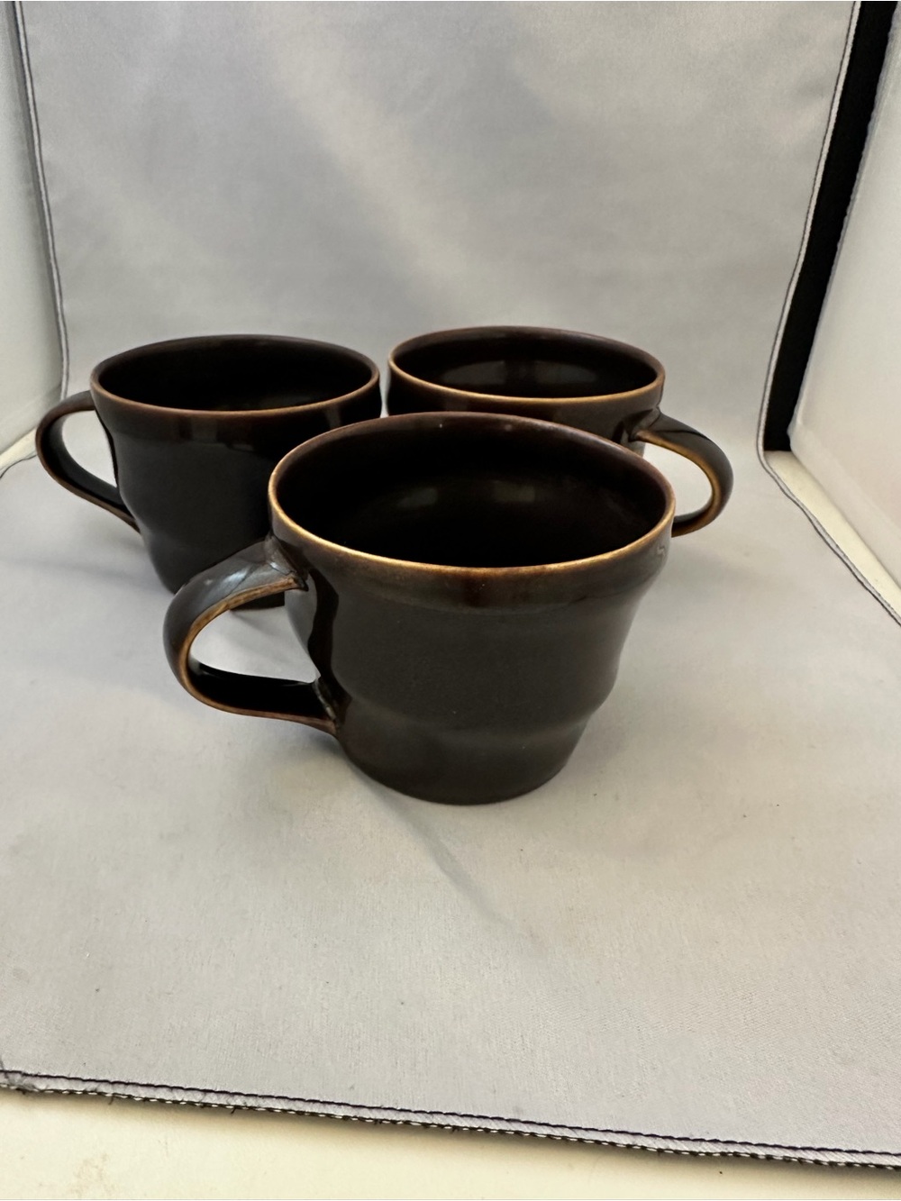 Starbucks Dark Brown Ceramic Coffee Mug Trio